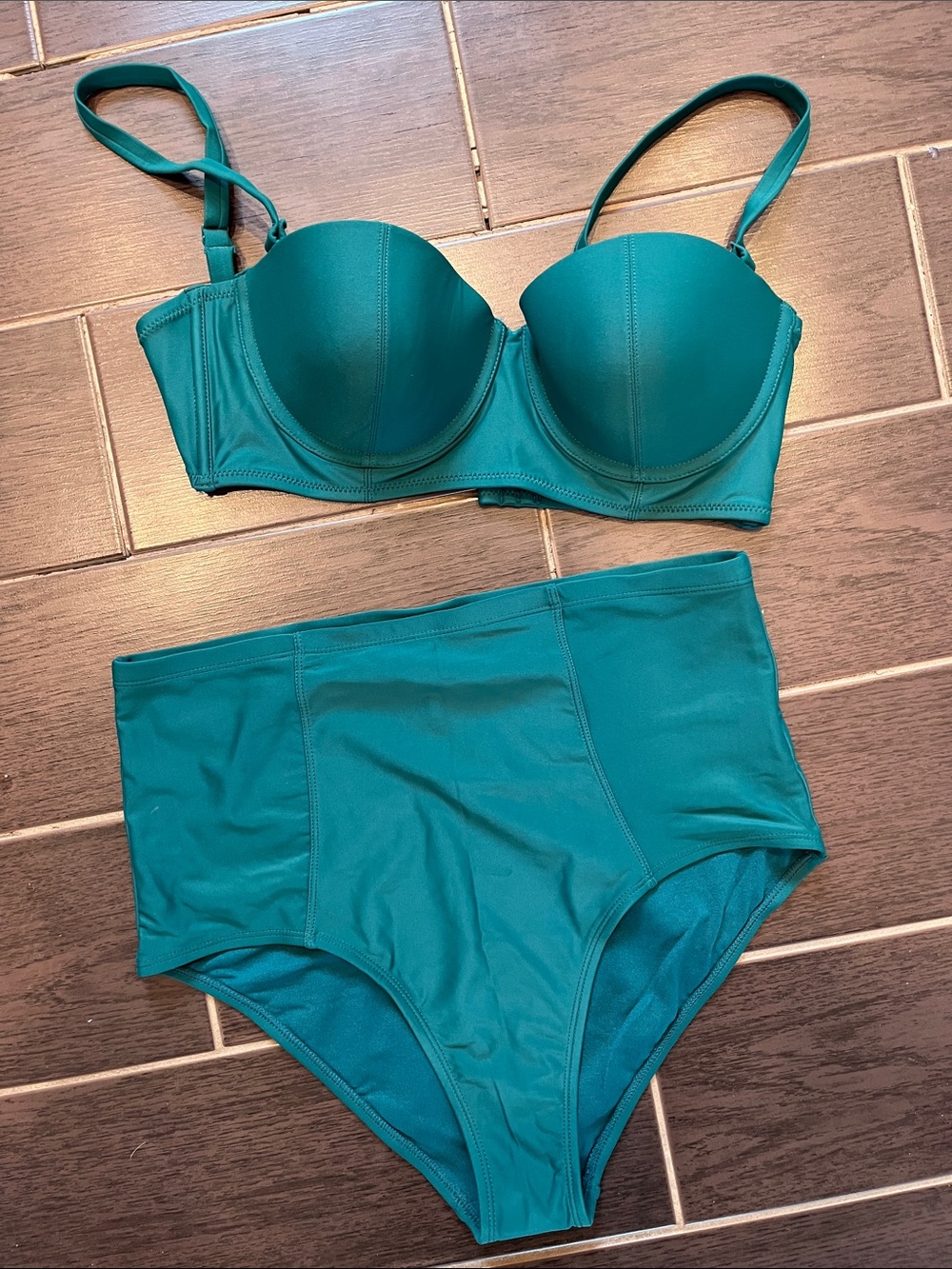 Emerald Green Bikini Set - High Waist Bottom